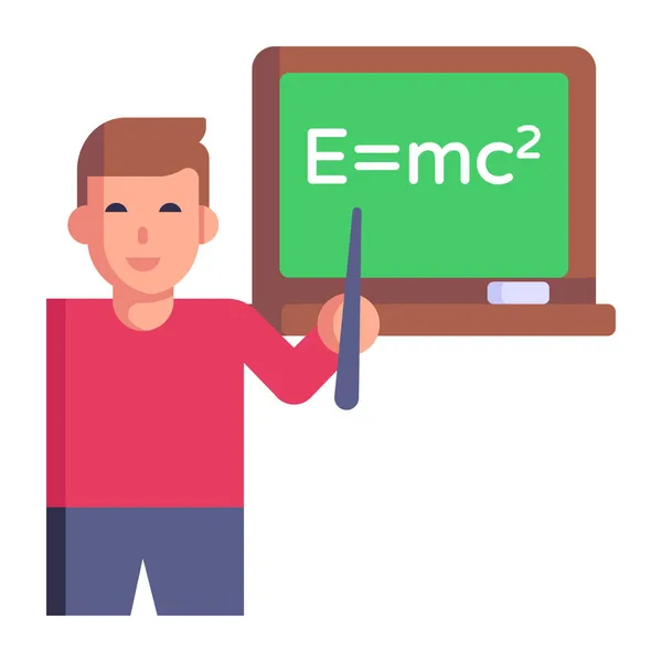 具有黑板和学校用品矢量图解设计的教师 — 图库矢量图片