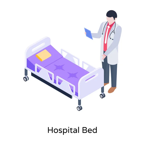 Letto Ospedale Con Disegno Illustrazione Vettoriale Medico — Vettoriale Stock