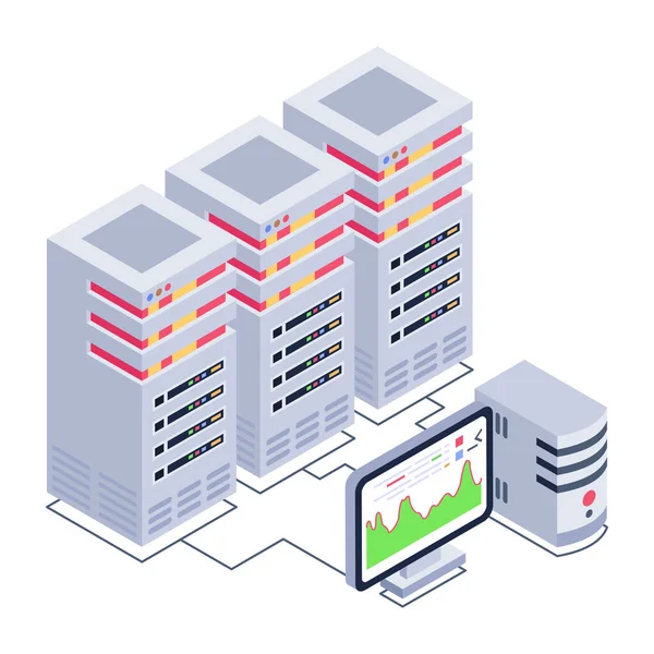Ilustração Vetorial Isométrica Banco Dados Com Laptop Uma Nuvem — Vetor de Stock