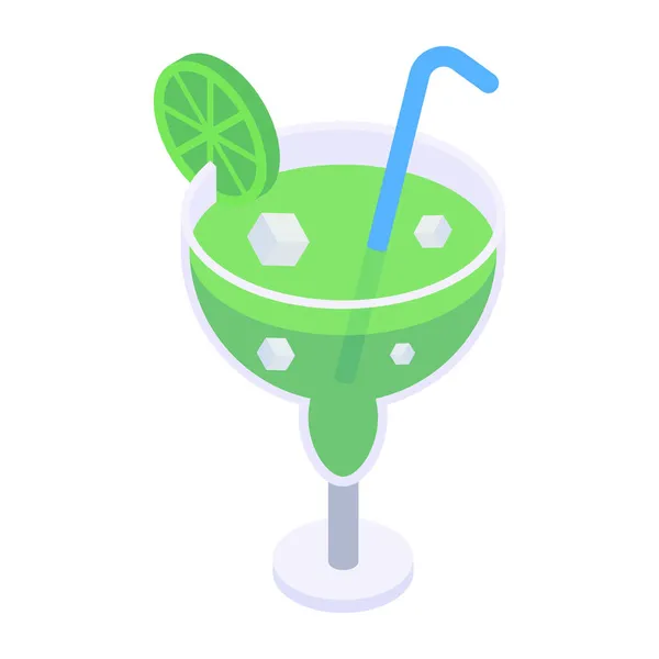 Cocktailglas Mit Zitrone Und Eiswürfeln Vektor Illustration Design — Stockvektor