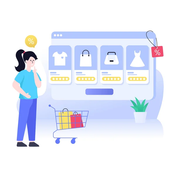 Online Shopping Koncept Kvinna Med Smartphone Och Kreditkort Vektor Illustration — Stock vektor