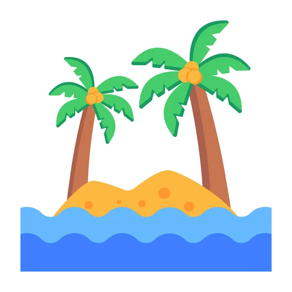 Praia Verão Com Desenho Ilustração Vetorial Palmeira — Vetor de Stock
