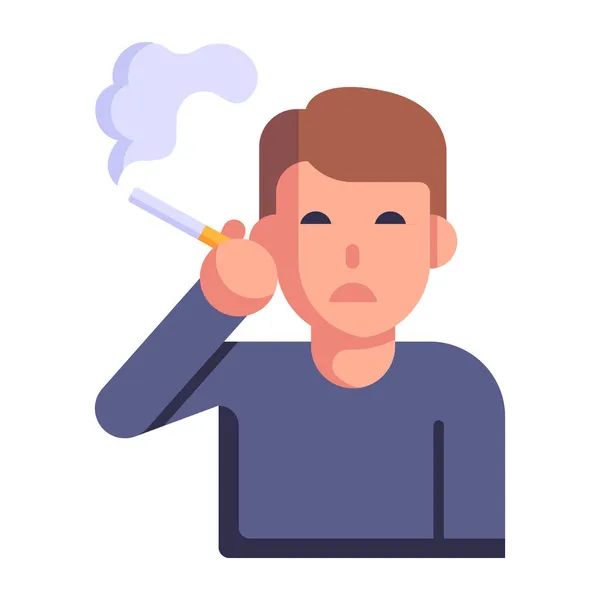 Man Rökning Cigarett Med Rök Vektor Illustration — Stock vektor