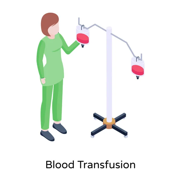 Wanita Dan Darah Transfusi Konsep Vektor - Stok Vektor