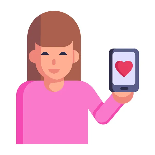 Woman Smartphone Heart Vector Illustration Design — Stock Vector