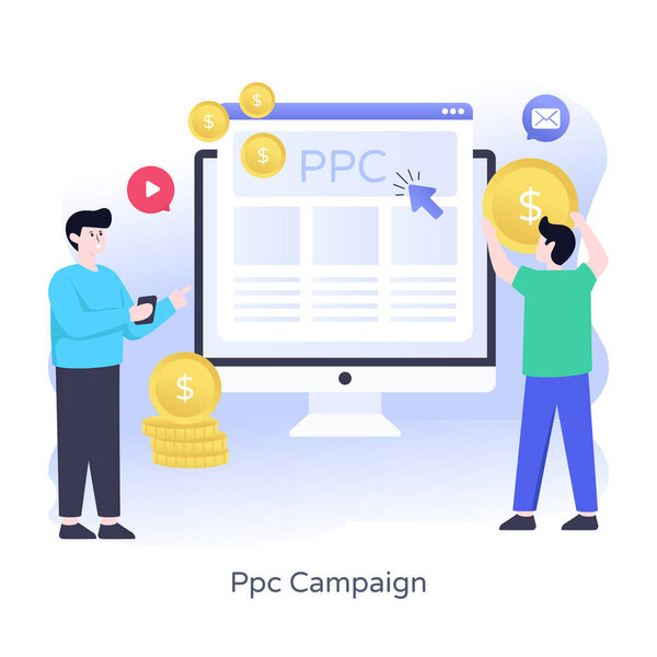 online ppc campaign concept with icon design, vector illustration