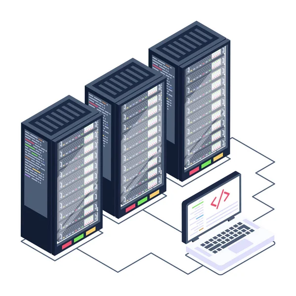 Datacenter Serverruimte Met Servers Database Vector Illustratie Ontwerp — Stockvector