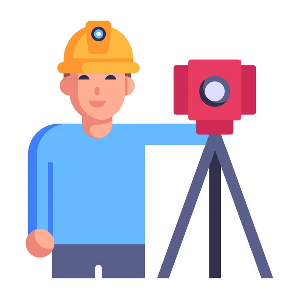 Εργάτης Οικοδομών Εικονογράφηση Φορέα Κάμερας — Διανυσματικό Αρχείο