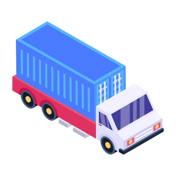 Isometrische Vrachtwagen Met Aanhangwagen Vectorillustratie — Stockvector