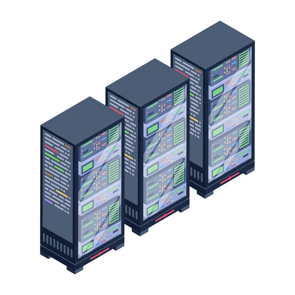 Koncepce Datového Centra Serverová Místnost Servery Databází Vektorové Ilustrace Izolované — Stockový vektor