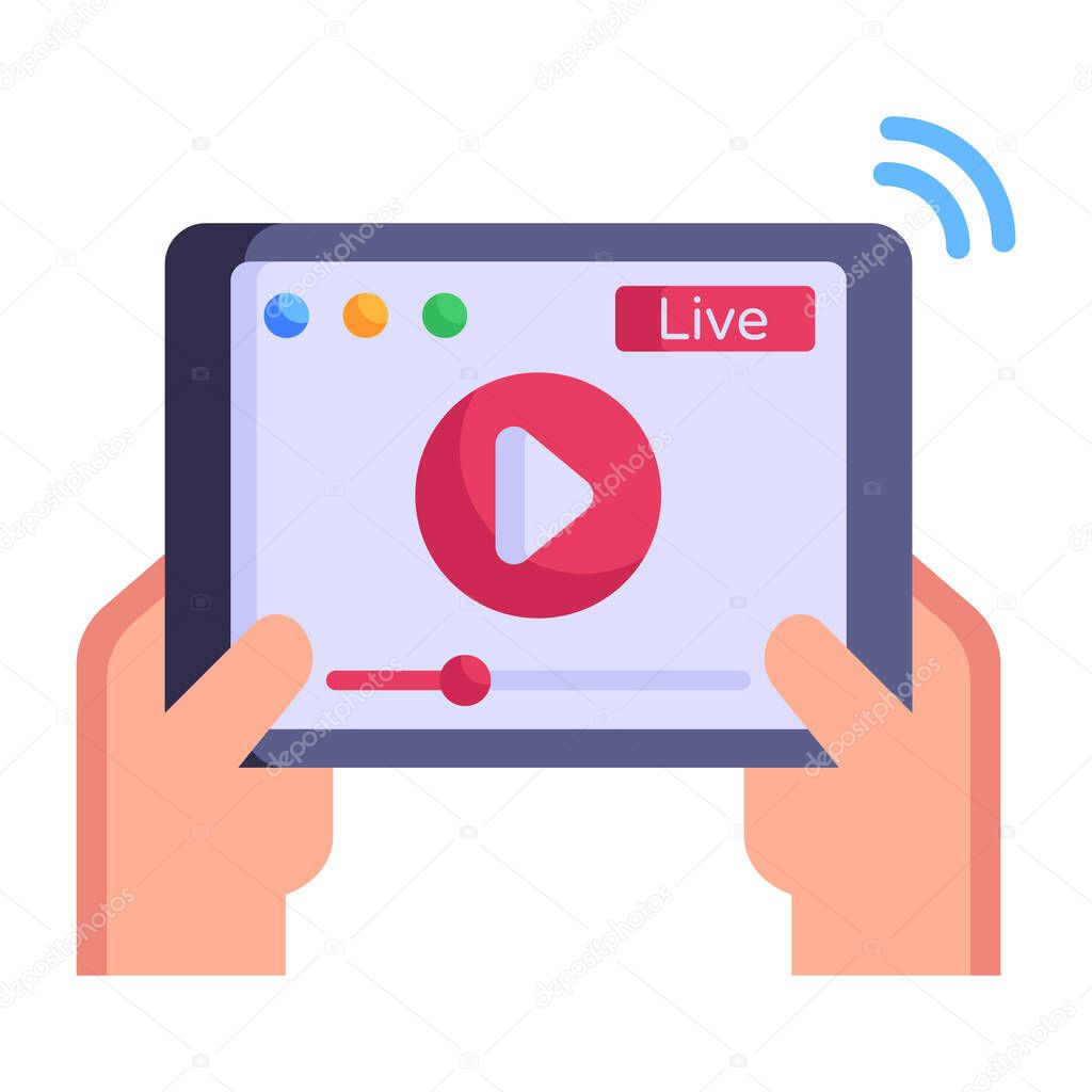video player with red and blue vector illustration