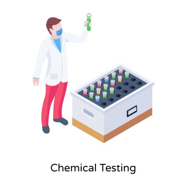 Koruyucu maskeli bilim adamı, kimyasal testler