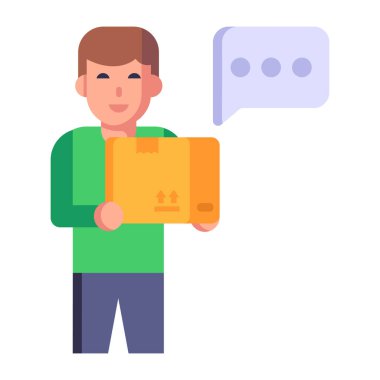 Kutu vektör illüstrasyon tasarımlı teslimatçı