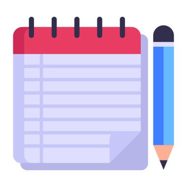 kalem ve kalem vektör illüstrasyon tasarımı içeren not defteri