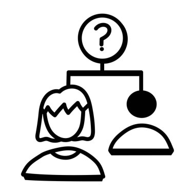 Soru işareti olan bir kadının vektör çizimi