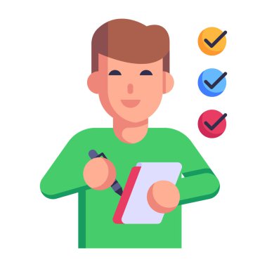 Pano ve kalem vektör illüstrasyon tasarımlı adam