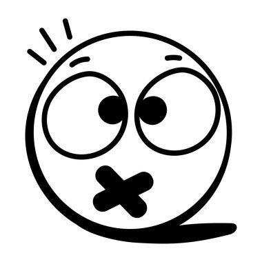 Şirin kawaii yüz ifadesi vektör çizimi