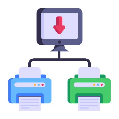 Bilgisayar ağ düz vektör simgesi