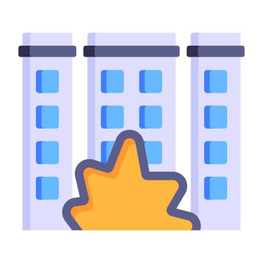 Sonbahar yapraklı binalar. Web simgesi basit illüstrasyon