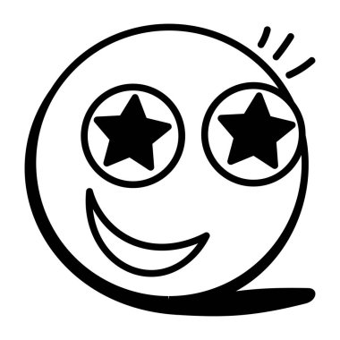 İfade simgesi. Yıldızlı göz ifadelerinin basit bir gösterimi