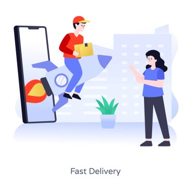Akıllı telefonu ve dizüstü bilgisayarı olan genç adam vektör çizimi tasarımı