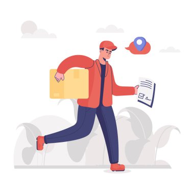 Kutulu kurye, vektör illüstrasyonu