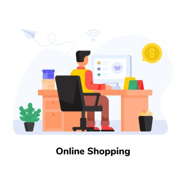 Dizüstü bilgisayar ve vektör illüstrasyonuyla çalışan iş adamları