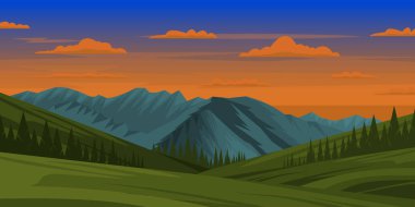 güzel dağlar manzara arka plan, vektör sanat 