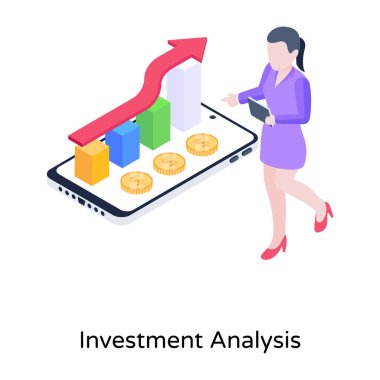 Grafik ve istatistik vektör illüstrasyon tasarımı ile iş büyümesi grafiği