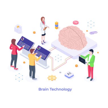 Bir erkek ve kadının düz bir şekilde izometrik çizimi.