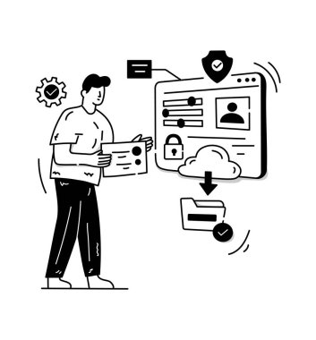 SEO modern simgeleri, pazarlama ve dijital depolama kavramının tasarım vektörü çizimi