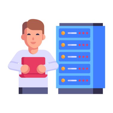 izometrik simgeye ev sahipliği yapan veri sunucuları, vektör illüstrasyonu