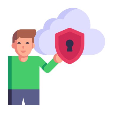 bulut hesaplama güvenlik konsepti ikon vektör illüstrasyonu