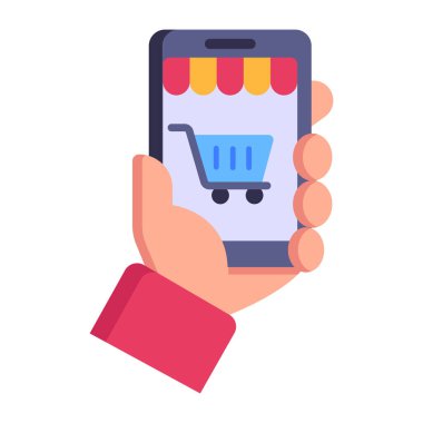 Alış veriş arabası vektör resimli akıllı telefon