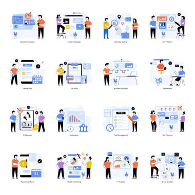 seo modern simgelerin düz tasarım vektör çizimi