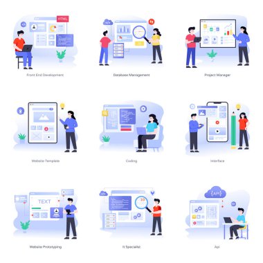 seo modern simgelerin düz tasarım vektör çizimi