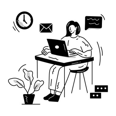 uzak çalışma, vektör illüstrasyon tasarımı