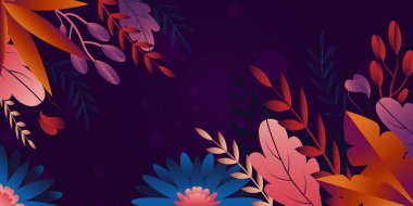 Yaprak ve çiçeklerle soyut vektör arkaplanı