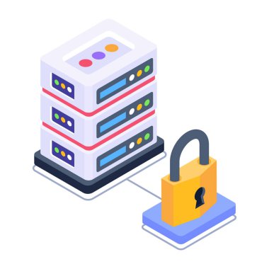 izometrik simgeye ev sahipliği yapan veri sunucuları, vektör illüstrasyonu