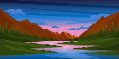 Dağlı ve ormanlı dağ manzarası