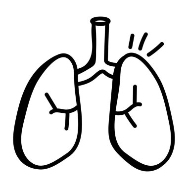 Bir akciğer karikatür simgesinin vektör çizimi