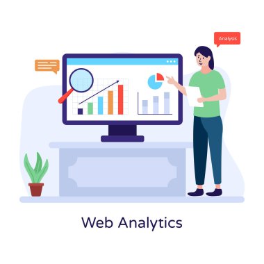Web analizli kadın vektör illüstrasyonu 