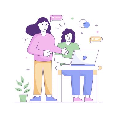 Ofiste birlikte çalışan insanlar. vektör illüstrasyonu