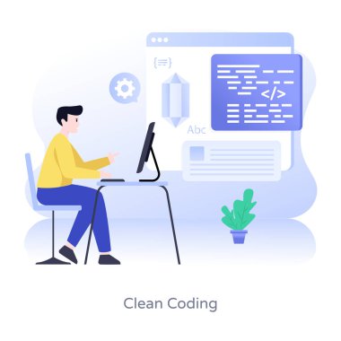 Adam dizüstü bilgisayarla çalışıyor, vektör illüstrasyonu