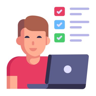 Dizüstü bilgisayarı olan adam vektör çizimi tasarımı