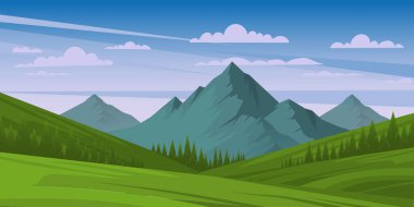 Dağlı bir manzaranın vektör çizimi