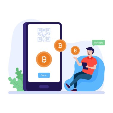 Bitcoin konsepti. vektör illüstrasyonu