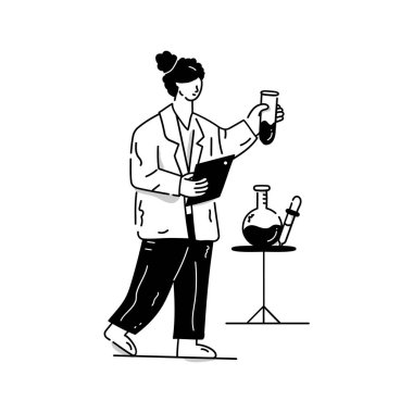 Kimyasal tedarikli bilim adamının vektör çizimi