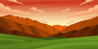 Dağ vadisi olan bir arazinin vektör çizimi