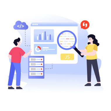 Çevrimiçi arama optimizasyonlu iş adamları. vektör illüstrasyonu